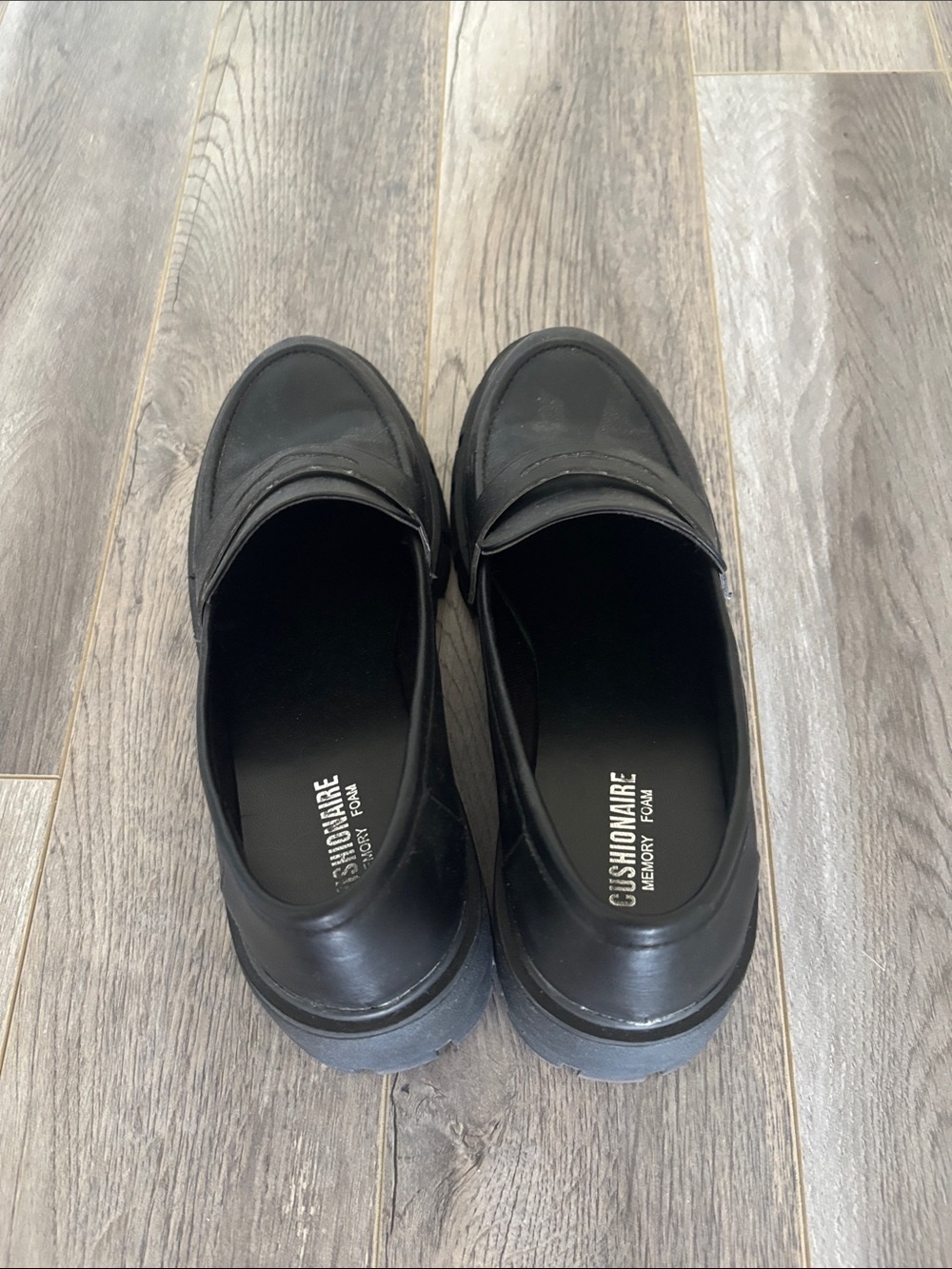 Black Lug-Sole Penny Loafers for Women - Picture 3 of 7